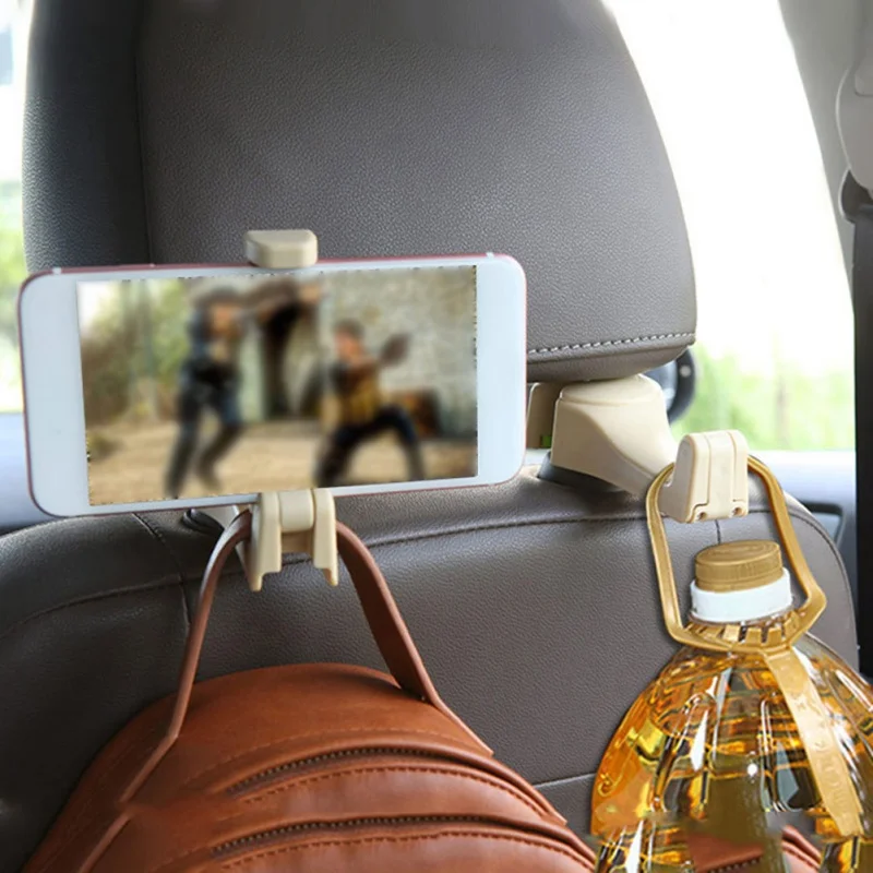 

Car Headrest Hook with Phone Holder Seat Back Hanger for Bag Handbag Seat Back Hanger