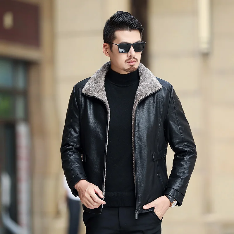 2018 NEW Men Leather Jacket Fashion Brand Quality Fleece Lined Motorcycle Bomber Faux Leather Coats Male Outerwear Winter Jacket 2018 NEW Men Leather Jacket Fashion Brand Quality Fleece Lined Motorcycle Bomber Faux Leather Coats Male Outerwear Winter Jacket