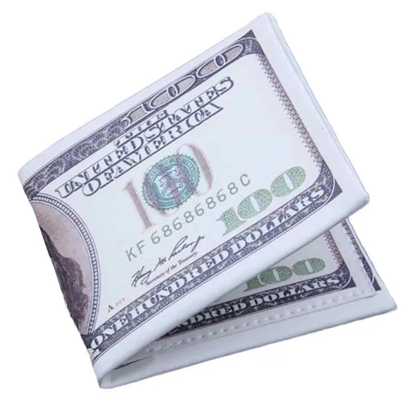 

Men And Women Fashion US Dollar Pattern Wallet High Quality Leather Wallet Bifold Credit Card Photo Purse