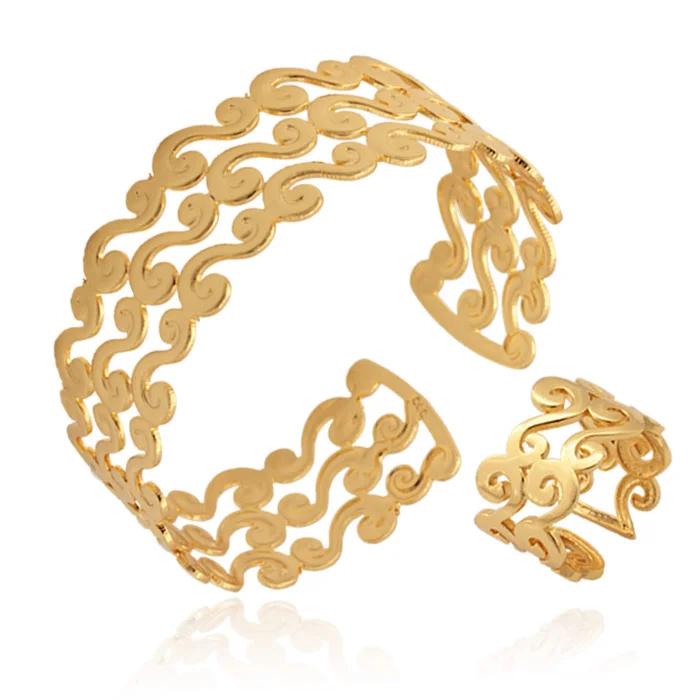 

Collare Unique Jewelry Sets Trendy Gold Color S letter Bracelet Ring Sets For Women Jewelry Wholesale S530
