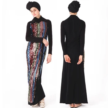 

Abaya Sequin Muslim Dress Turkey Robe Musulmane Longue Kaftan Dubai Ramadan Hijab Dresses Caftan Elbise Turkish Islamic Clothing