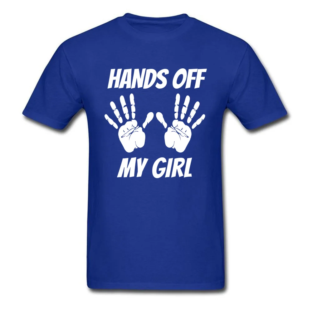 HANDS OFF MY GIRL Fitness Tight NEW YEAR DAY Pure Cotton Crewneck Student Tops T Shirt Sweatshirts Coupons Short Sleeve T-Shirt HANDS OFF MY GIRL blue