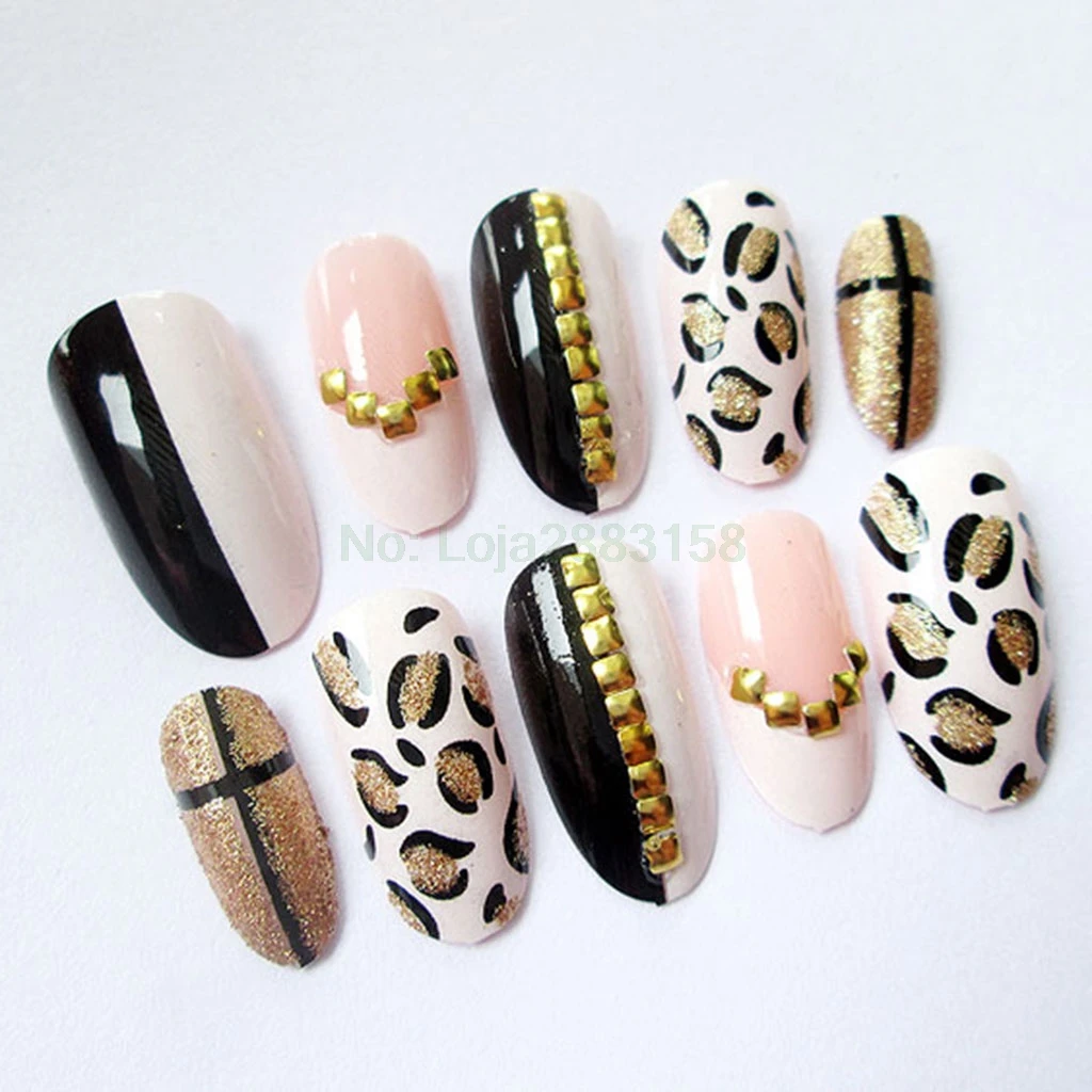 

24pcs Leopard Fake Nails Art Tips Acrylic Nail False Full Cover Manicure Decor