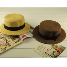 Модные летние унисекс лента ремня может Шапки плоские круглые Топпер пляж фетровая шляпа Защита от солнца Кепки для Для женщин