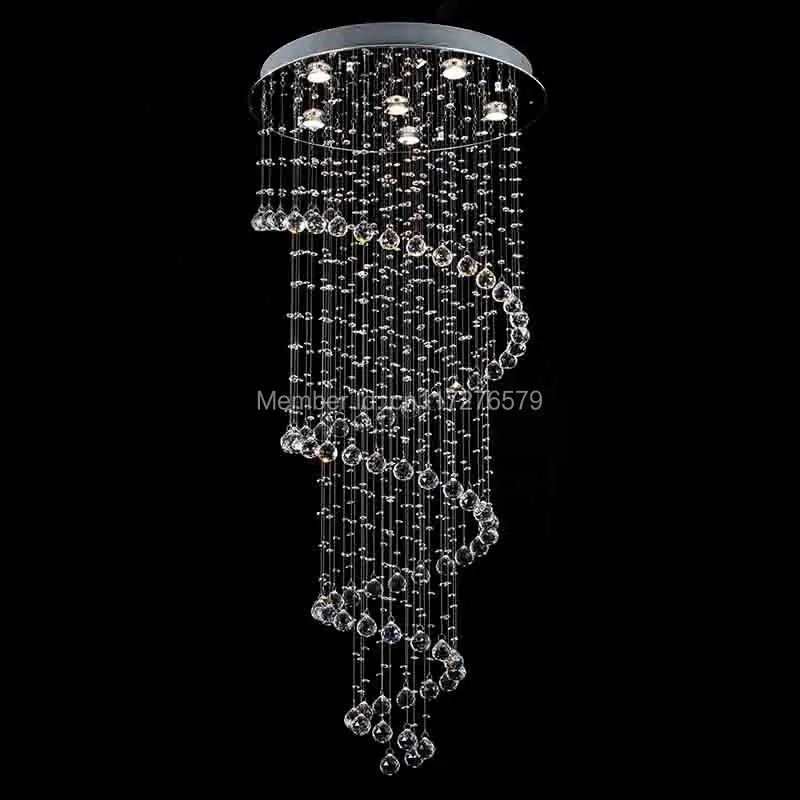 

Laiting Lighting W 40CM H 74CM Spiral Luster Crystal Hanging Light Raindrop Stair Chandelier for Restaurant Decoration
