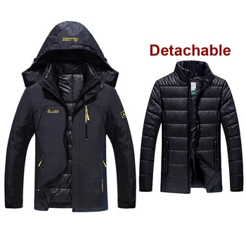 

6XL Plus Size Men 3 In 1 Jacket With Down Liner Clothes Outdoor Male Thermal Warm Trekking Hiking Camping Skiing Climbing Coats