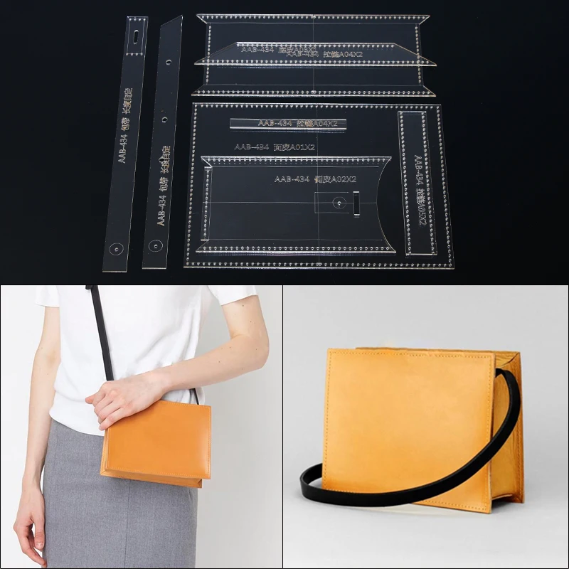 

1set 20*15*7.5CM Acrylic sewing pattern template DIY leather craft Crossbody bag Shoulder bag DIY Pattern