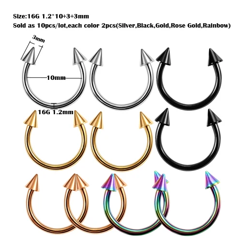 10 шт./лот G23 титановые пирсинг носа спиральные пирсинг губ язык кольца серьги козелок пирсинг Промышленная Штанга бижутерия для тела - Окраска металла: M1703