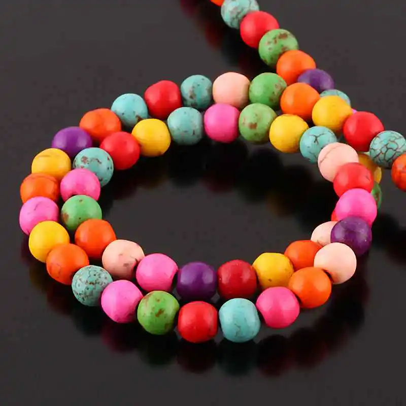 TUMBEELLUWA красочные Howlite камень 6 мм свободные бусины для изготовления ювелирных
