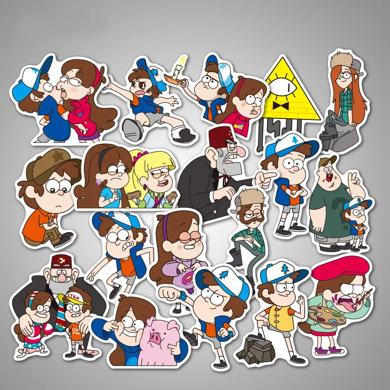 

39 Pcs Gravity Falls Cartoon Stickers Waterproof Sunscreen for DIY Moto Luggage Laptop Skateboard Guitar Cars Phone Bicycle
