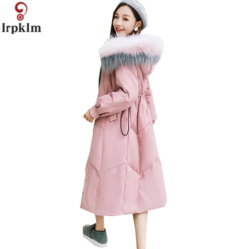 

Women Winter Parka Hooded Big Fur Jacket Winter Women Coat 2018 New Long Outwear Parkas Thick Warm Jackets Overknee AS044