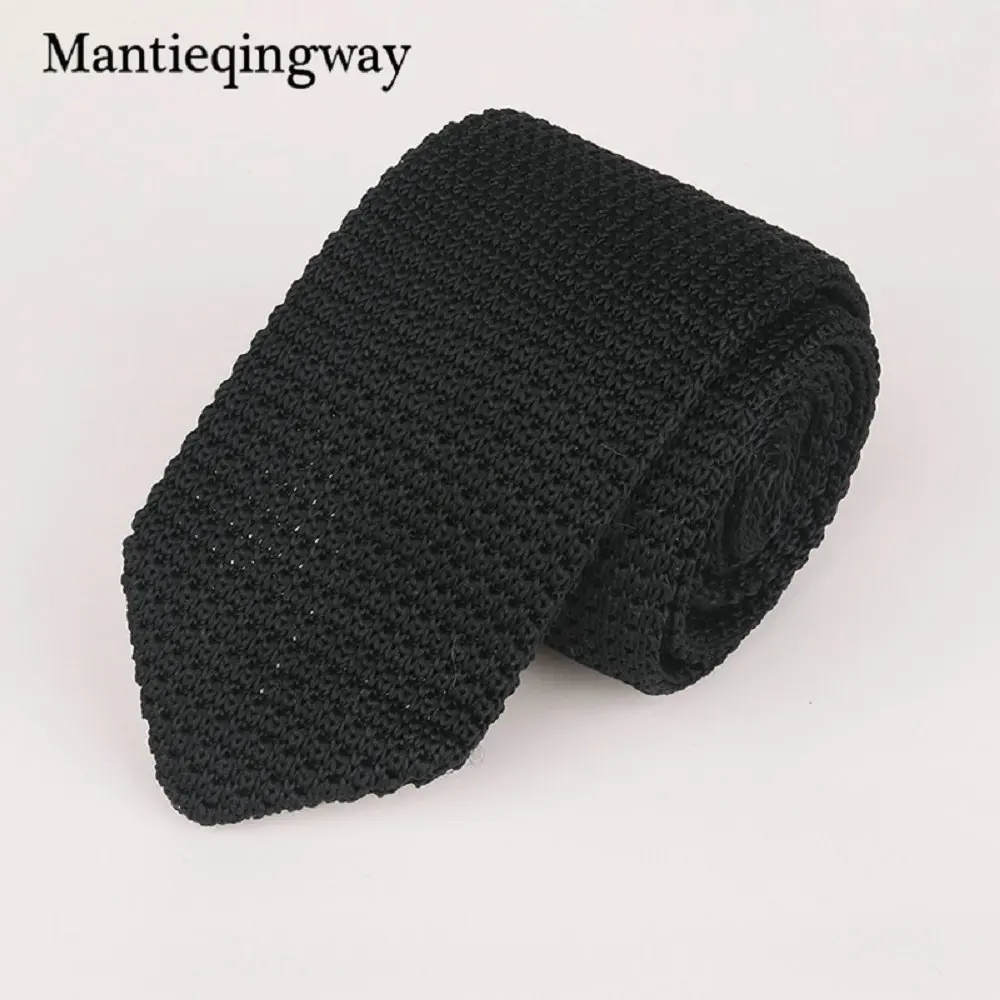 Mantieqingway 6 см Вязаные Галстуки для мужчин s деловой костюм галстук сплошной цвет обтягивающий мужской тканый галстук - Цвет: 091