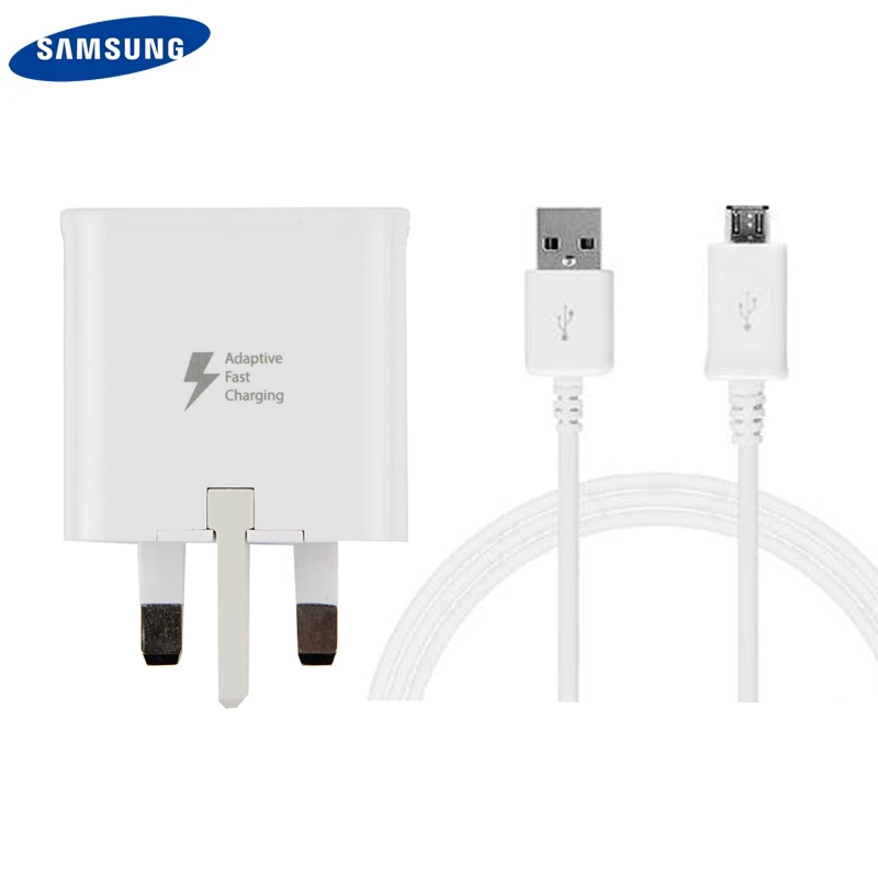 UK And 1.0 Cable Samsung!! Быстрая Зарядное устройство для samsung GALAXY S7 S6 S6edge+ Note5 A3 A5 A7 A9 J3 J7 C7 C5 C9 S5 S4 A7100 C7000 Note4 G930 935 - Цвет: UK And 1.0 Cable