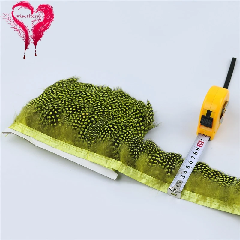 9 yellow guinea fowl feather trims 5
