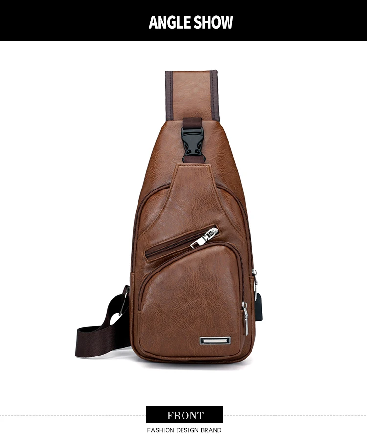 Новая мода зарядка через usb Анти-кражи нагрудная сумка в стиле casual из Искусственной ПУ-кожи в стиле ретро сумка Для мужчин для прогулок, верховой езды сумка