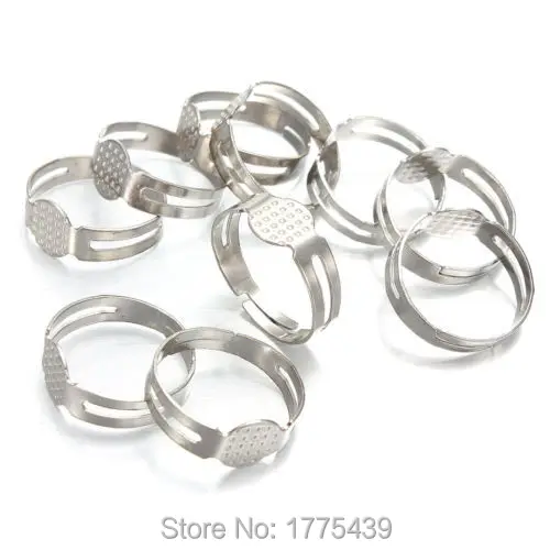 100Pcs 16mm Silver Plated Adjustable Flat Pad Ring Bases DIY Blank Finding 9UK