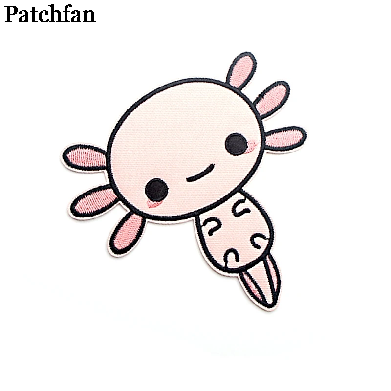 Patchfan Happy Axolotl аппликация нашивки наклейки для шитья рубашка сумка Одежда para куртка одежда значки железные на футболке A2093