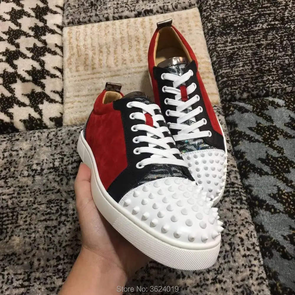 Plat bas Sneakers En Rivet Clandgz up Blanc 2018 Mocassins Rouge Casual Cuir Avant Coupe Bas Chaussures Dentelle Hommes rhsdBtQxC