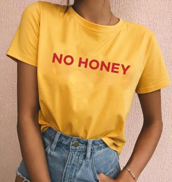 unisex casual aesthetic tee no honey t shirt tumblr red