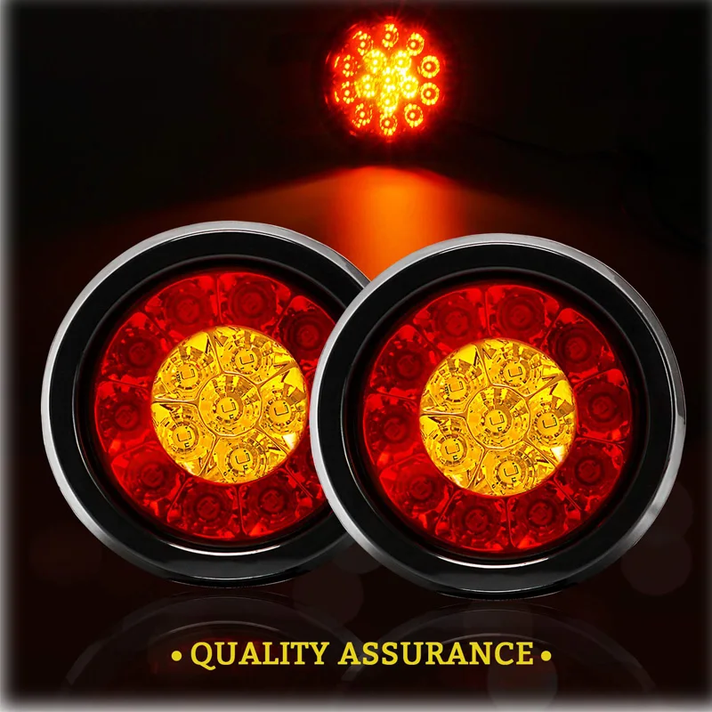 

12V/24V Red Trailer 16Led Car Truck Trailer Lights Waterproof Stop Signal Rear Tail Light Led Lamp For Lorry Caravan Red & Amber