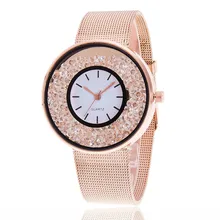 New Fashion Stainless Steel Gold & Silver Band Quartz Wtach Luxury Women Rhinestone Watches Valentine Gift 2018
