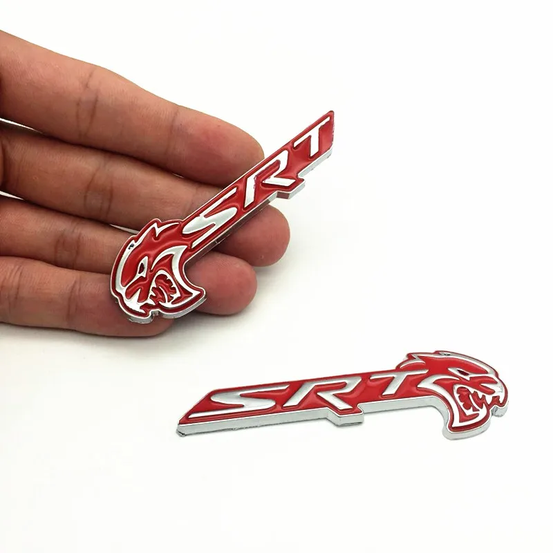 FDIK 2PCS/set Car Styling SRT HELLCAT Head Metal Black Red Emblem Badge Sticker for Jeep SRT8 Charger SRT4 SRT6 Auto Car Decal