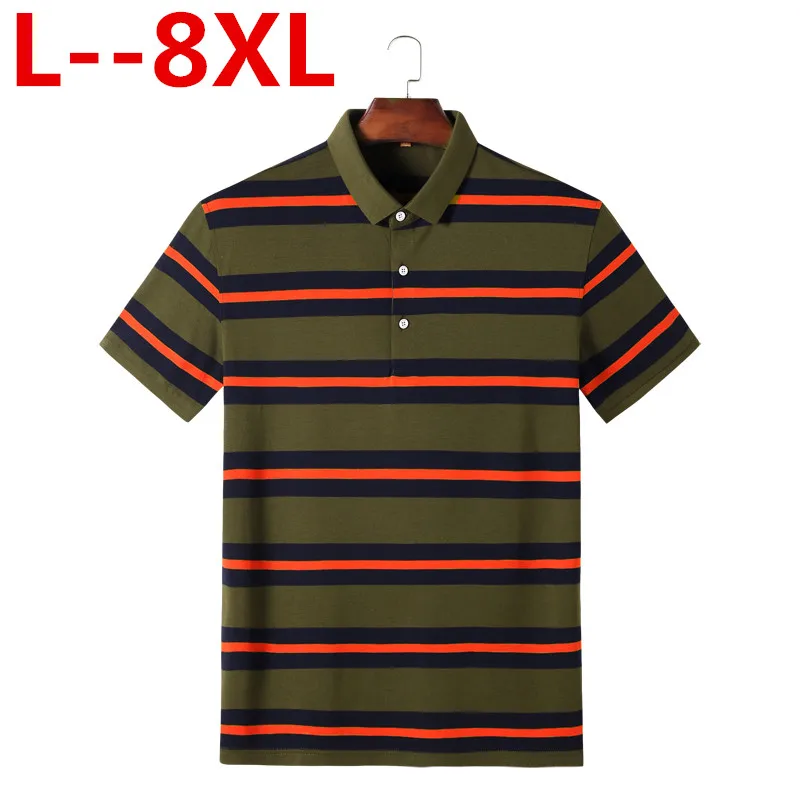 Plus size 8XL 6XL 5XL 4XL Brand New Mens Stripe T-Shirt Men Plain Color Casual Short-Sleeved T Shirt For Male Tshirt Big large | Мужская