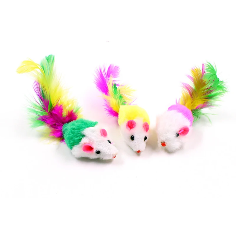 Cat Toys Colorful Cute False Mouse Feather Funny Mini Mouse Toys Pets Rat Funny Playing Toys Cat Kitten Chewing Toy PT0085 (11)