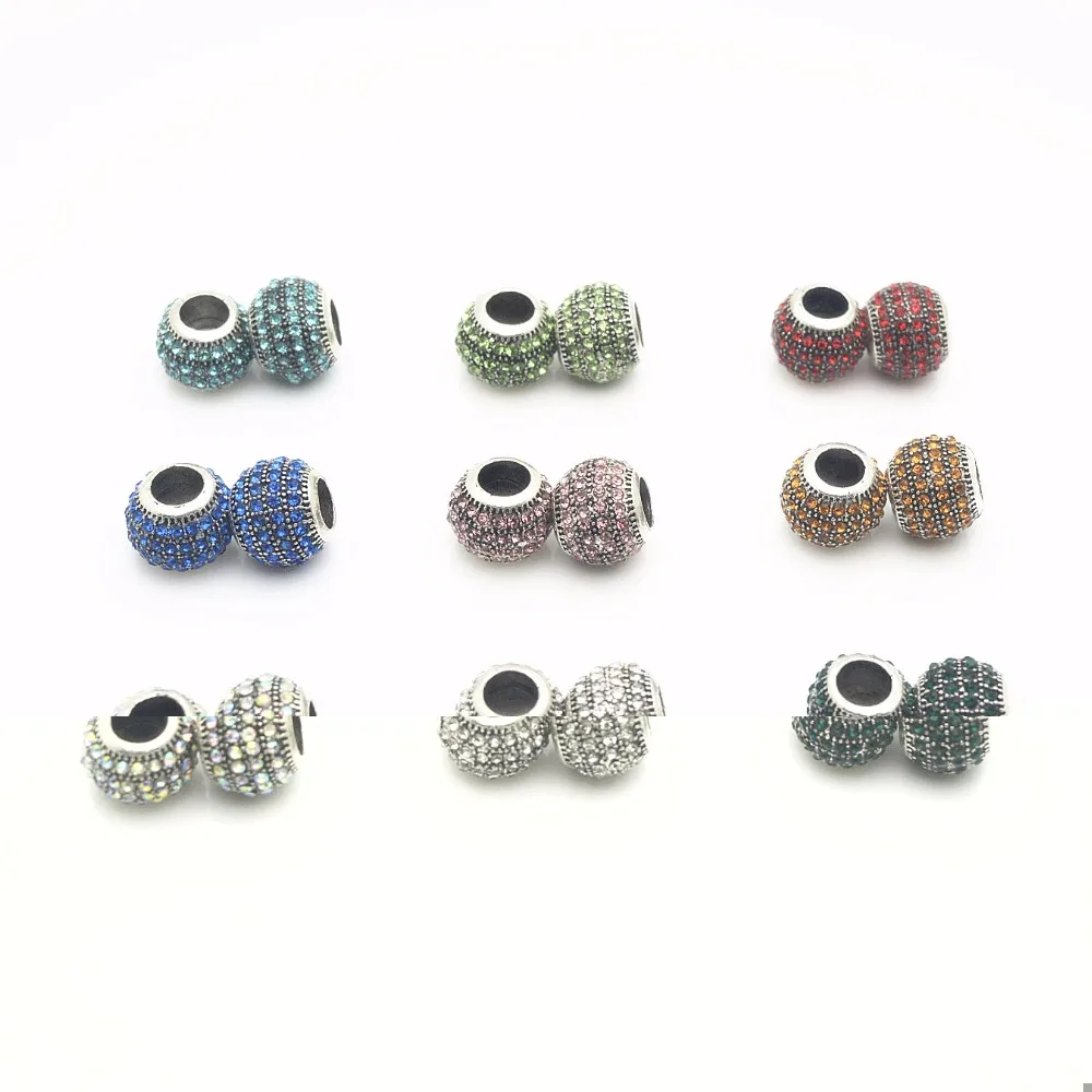 10pcCrystal Beads Fit Pandora Bracelet Necklace roundCharms Fashion