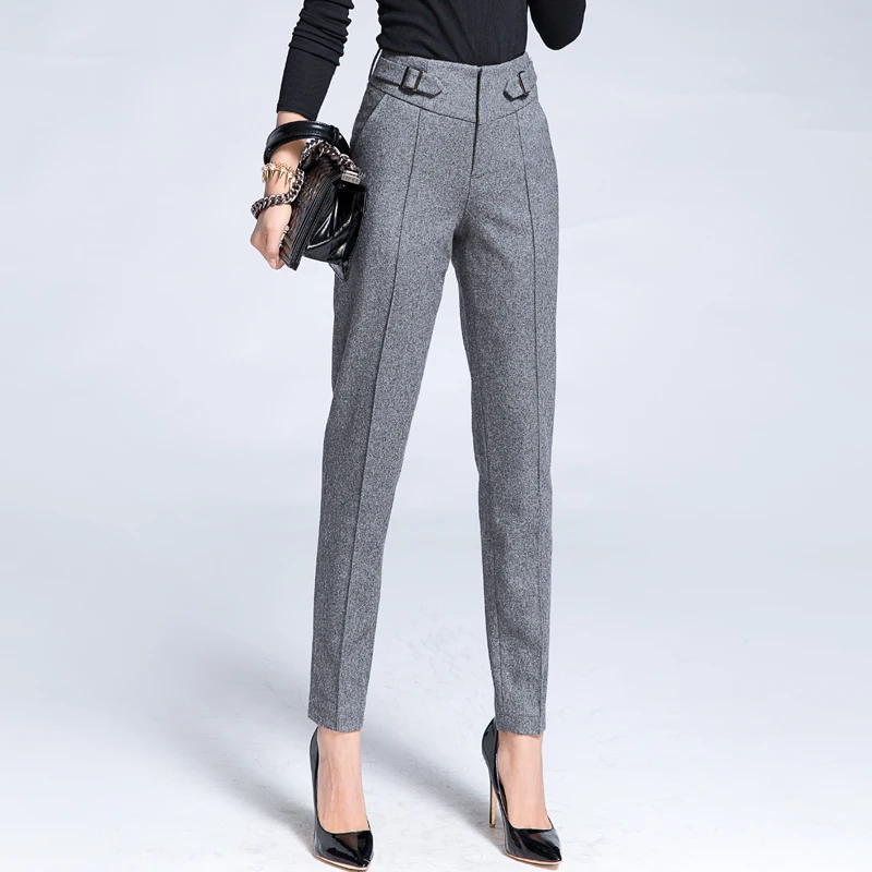2017 Fashion Wool Pencil Pants Trousers Womens Slim Casual Carrot ...