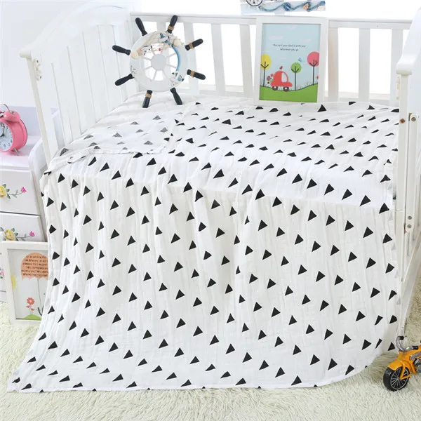 Черные толстые муслиновые хлопковые детские пеленки для одеяльца для новорожденных черно-белое Марлевое банное полотенце - Цвет: CM sanjiao