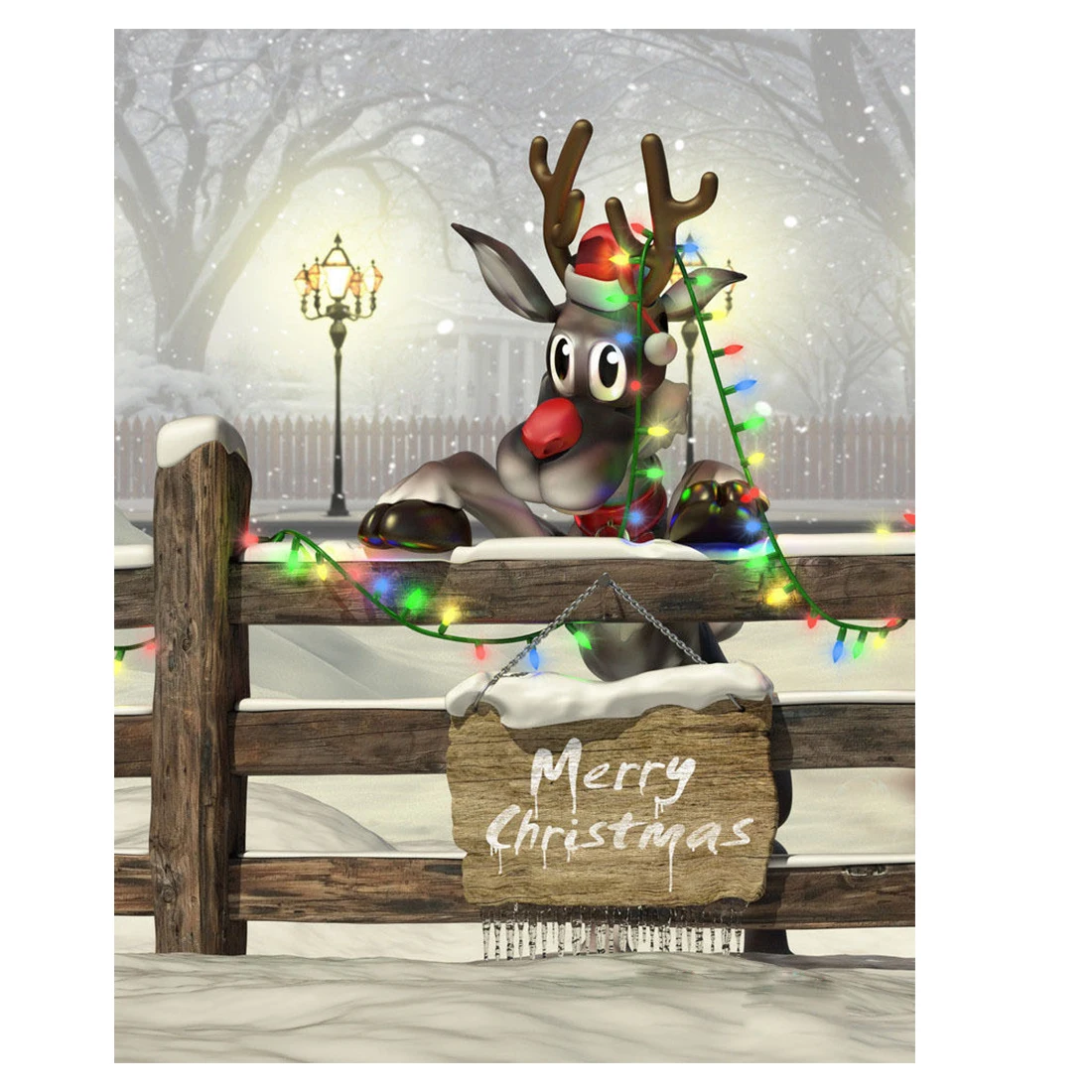 

Christmas Elk Vinyl Studio Backdrop Photography Prop Background 5x7ft