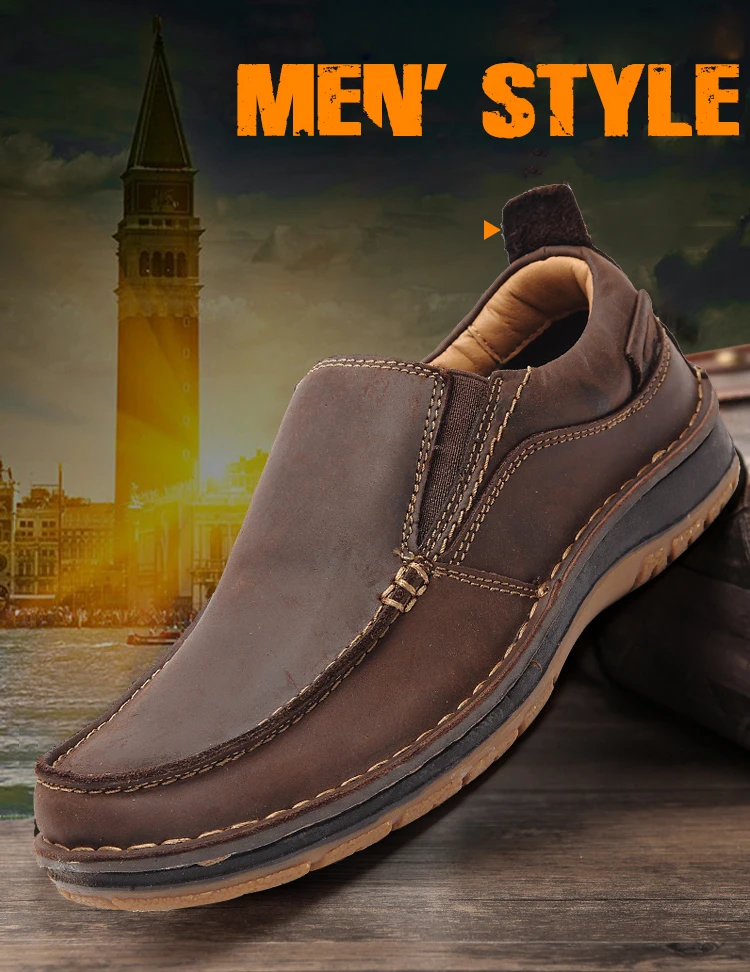 LINGGE/мужская повседневная обувь ручной работы из натуральной кожи ...