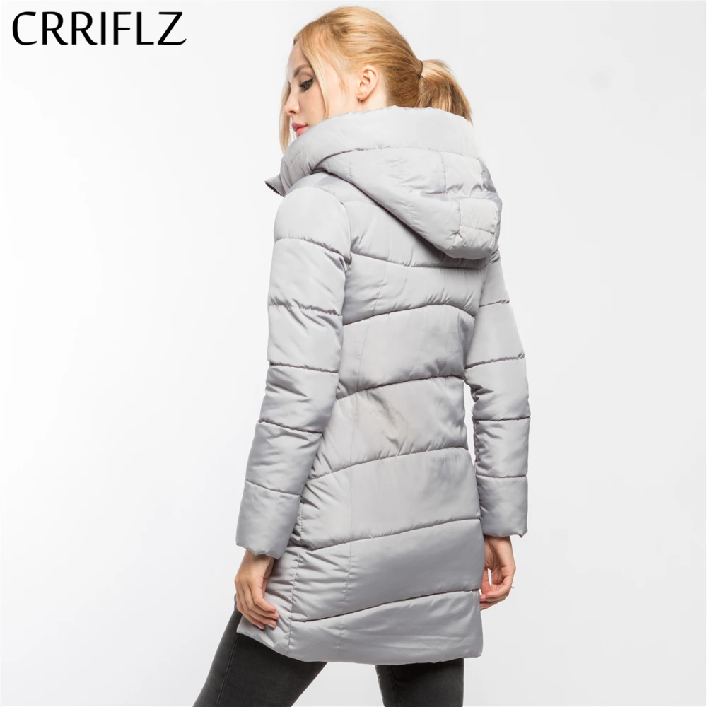 CRRIFLZ Winter Clearance Fashion Warm Winter Jacket Women Hooded Coat Down Parkas Female Outerwear High Quality