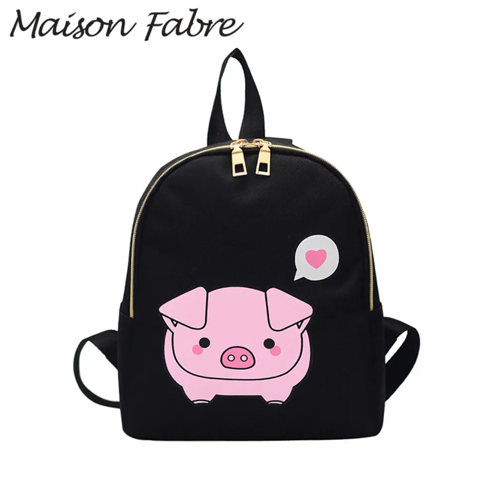 

Maison Fabre bag girls backpack cartoon pig print zipper small ladies backpack travel waterproof girls backpack for kids handbgs