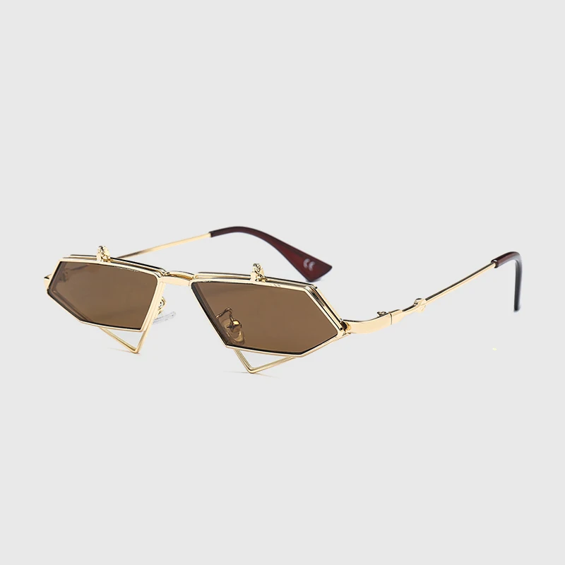 Королевские женские солнцезащитные очки с Откидывающейся Крышкой, новинка, брендовые дизайнерские солнцезащитные очки для женщин, высокое качество, металлическая оправа, очки UV400 ss519 - Цвет линз: C3-Gold-Brown
