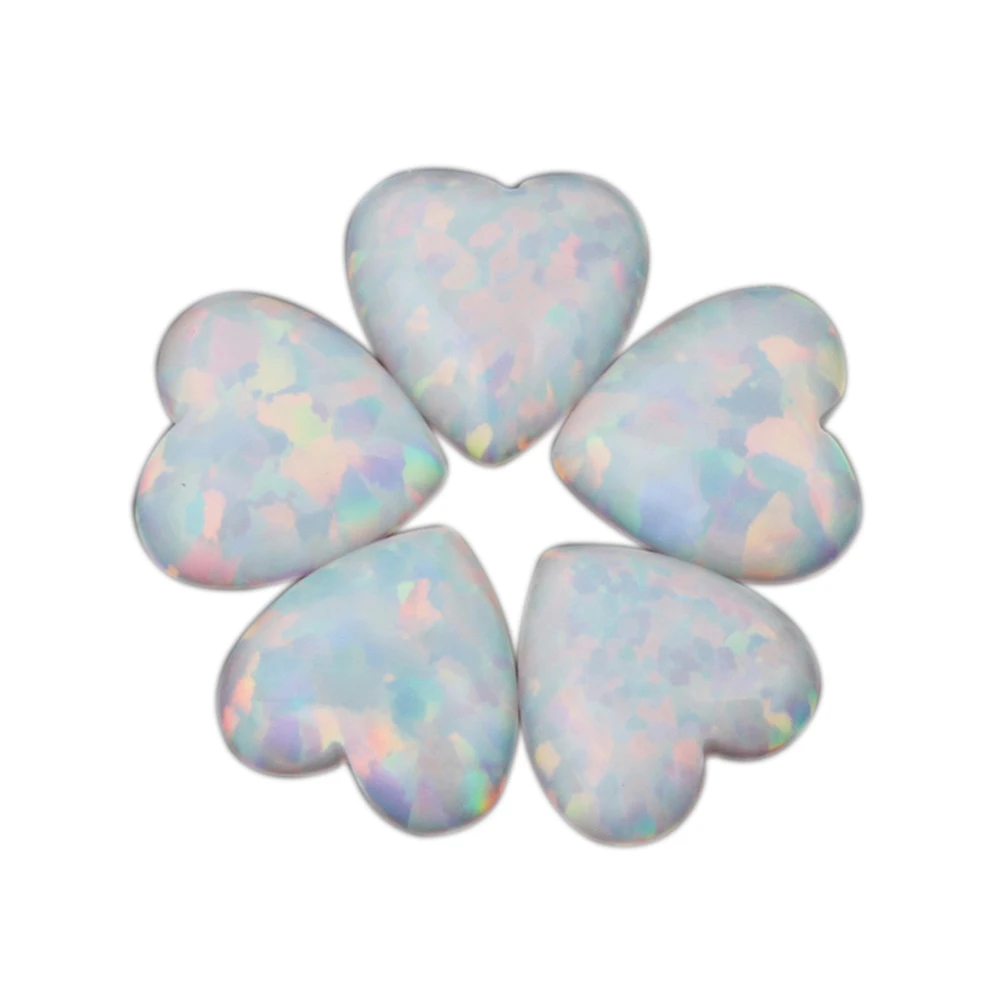 Free Shipping 5*5mm 50pcs/lot OP17 White Color Heart Cabochon Synthetic Fire Opal Stone | Украшения и аксессуары
