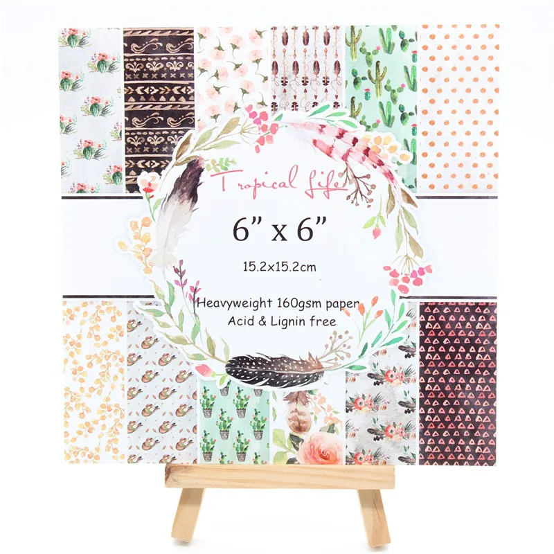 

KSCRAFT 12pcs 6" Single-side Printed Tropical Life pattern creative papercraft art paper handmade scrapbooking kit set book