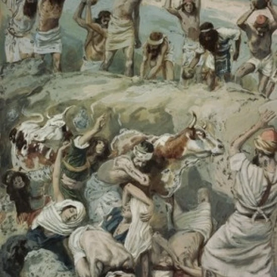 Achan and his Family Stoned to Death  James J Tissot (1836-1902/French)  Jewish Museum New York Print (18 x (18 x 24)