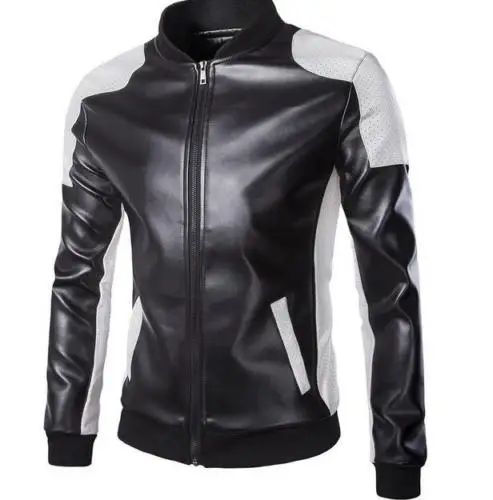 Pu Taille Veste Slim 5xl white Moto Col Hommes M Couleur Cuir Outwear Chinois Fit Mixte Black De Stand Manteau orxBedCW