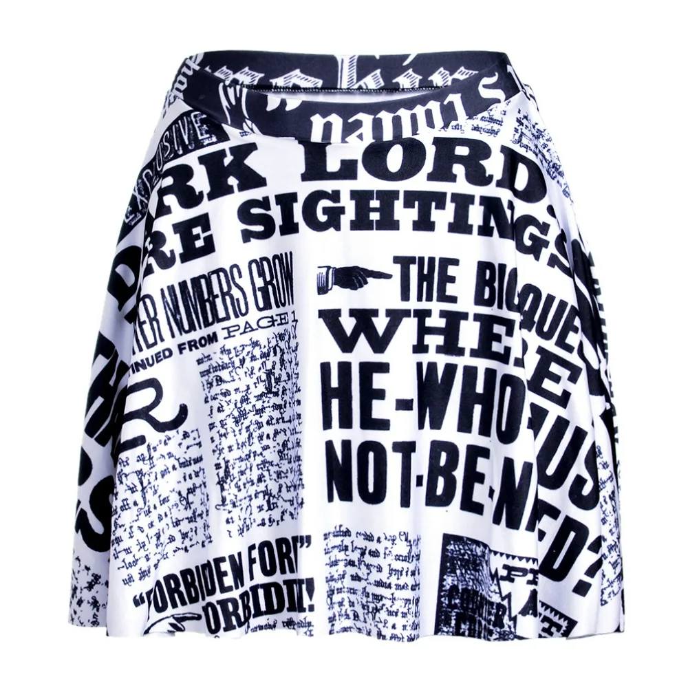 New Spring Elegant Newspaper Print Skirts Women 2017 Elastic High Waist Pleated Mini Skirt Saia | Женская одежда