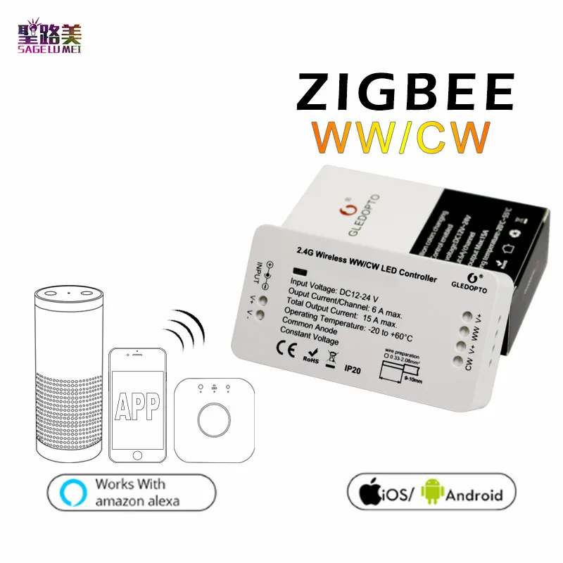 DC12V - 24V ZIGBEE bridge Led Controller Zigbee Light Link Warm white / white LED dimmer strip Controller ZLL phone app control