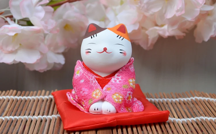 3 шт. фигурки счастливого кота японское кимоно Maneki Neko гипсовые украшения животные котенок миниатюры украшение дома бизнес подарок