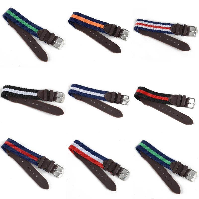 Watch Band Strap Nylon Mesh Leather Watchbands Womens Mens Sport Watches Belt Accessories Relojes Hombre 18mm 20mm Canvas