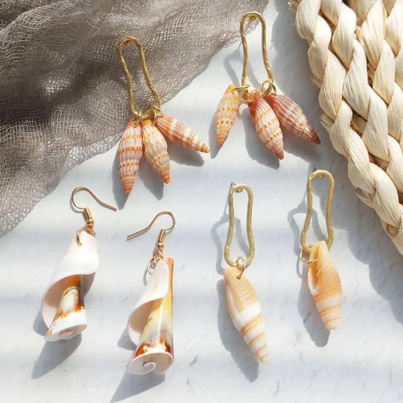 

Fashion Beach Natural Shell Conch Pendant Drop Statement Earrings Women Bohemian Jewelry