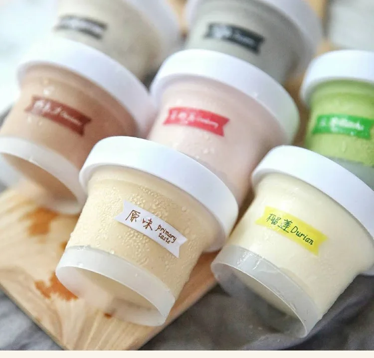 

20/50 Set Disposable Cup Container for Ice Cream Yogurt Mouse Cake Pudding With Cover, Spoon and Stickers Safety PP Material