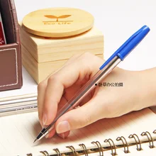 24 шт./партия простая прозрачная пластиковая шариковая ручка удобство пули полюс пластиковая синяя красная ручка с черными чернилами