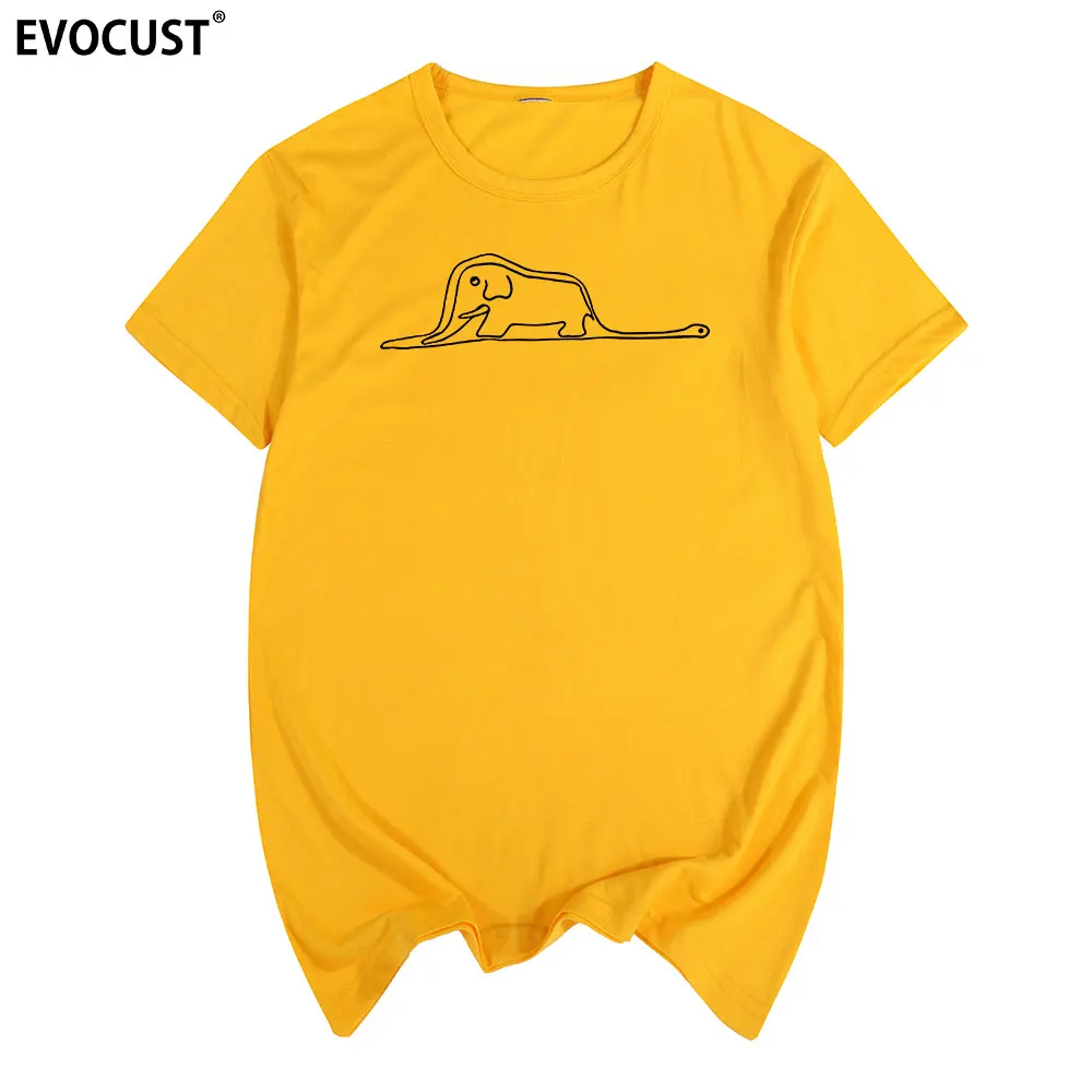 Летняя футболка с принтом Маленького принца удав и слона, хлопковая Мужская футболка, новая мужская футболка wo - Цвет: golden