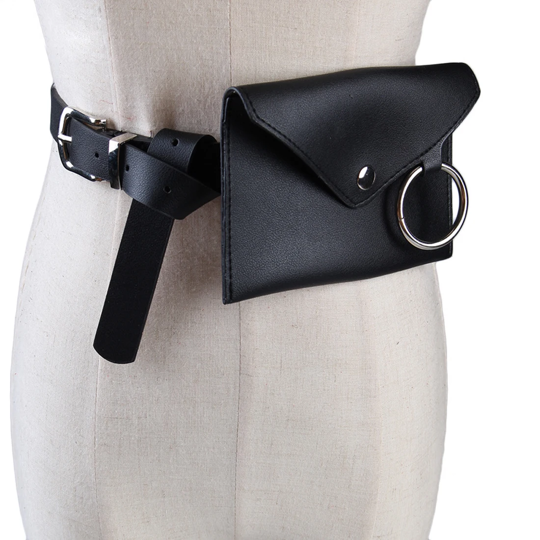 Emarald модная женская Повседневная поясная сумка, поясная сумка для телефона, сумка для ключей, поясная сумка, поясная сумка, мини сумка из искусственной кожи, поясная сумка для телефона - Цвет: Черный