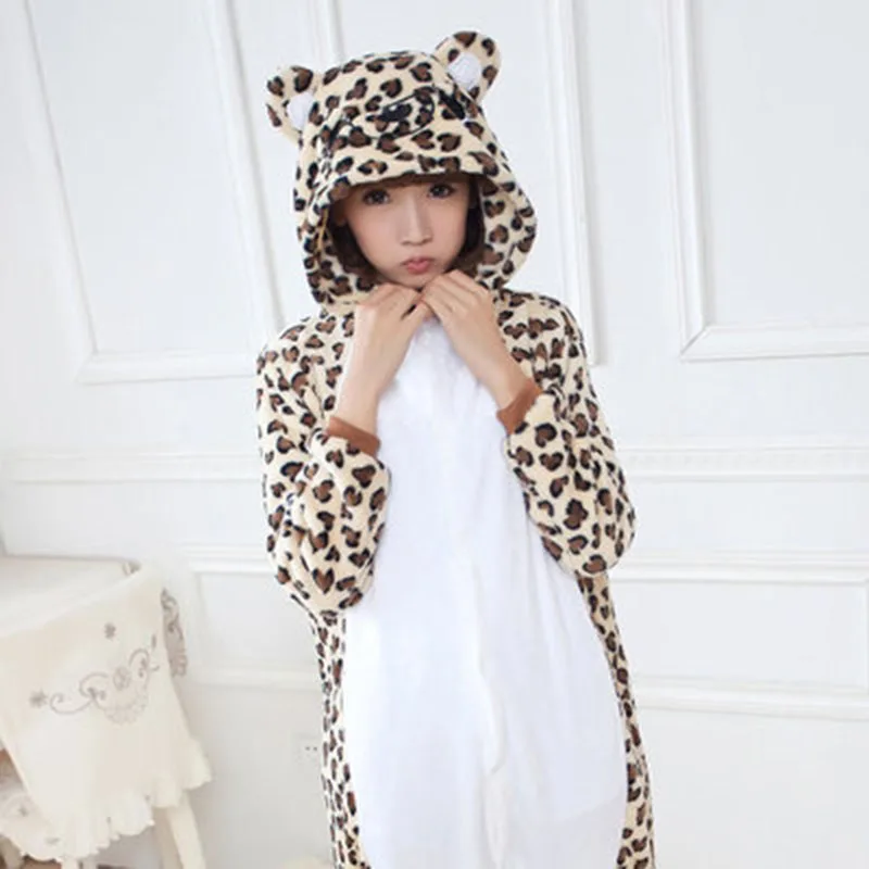 2019 Leopard Комбинезон в виде медведя для мужчин женщин пары Pijama косплэй Костюм кигуруми Onesie Одеяло Шпалы бедра молния мультфильм пижамы